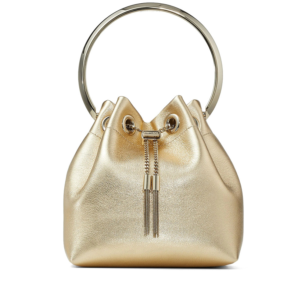 Jimmy Choo Bon Bon Metallic-finish Bucket Bag