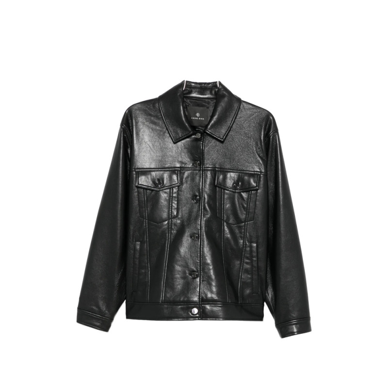 Anine Bing Buttoned Leather Jacket