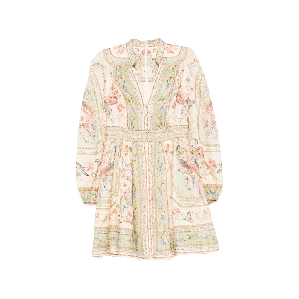 Zimmermann Roselight Floral-print Linen Mini Dress