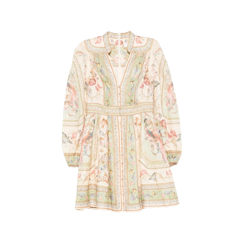 Zimmermann Roselight Floral-print Linen Mini Dress