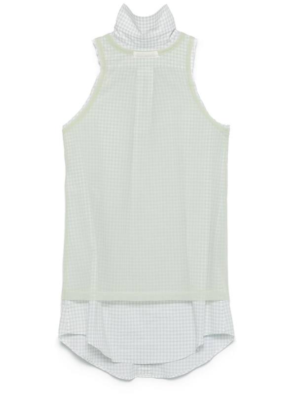 check-pattern sleeveless shirt