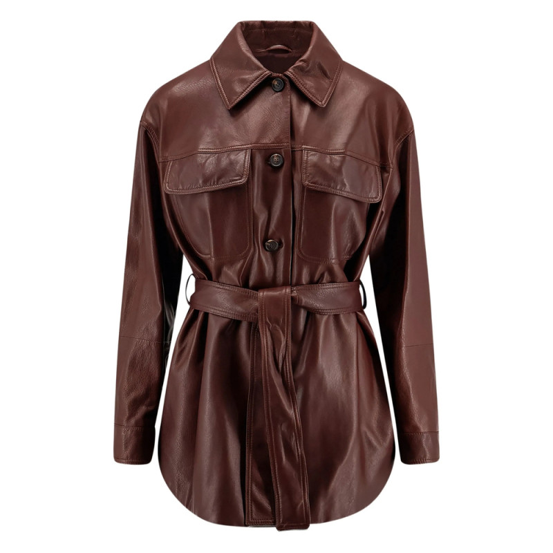 Brunello Cucinelli Belted Leather Jacket