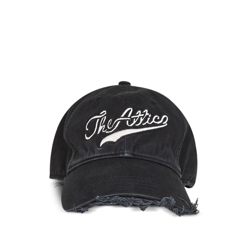 The Attico Logo-embroidered Frayed-edge Baseball Cap