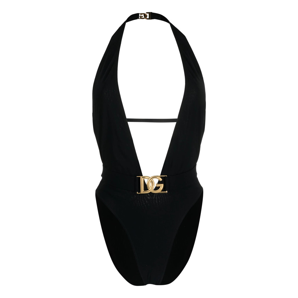 Dolce & Gabbana Logo-plaque Plunge Swimsuit
