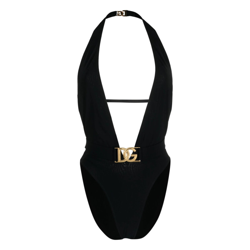 Dolce & Gabbana Logo-plaque Plunge Swimsuit