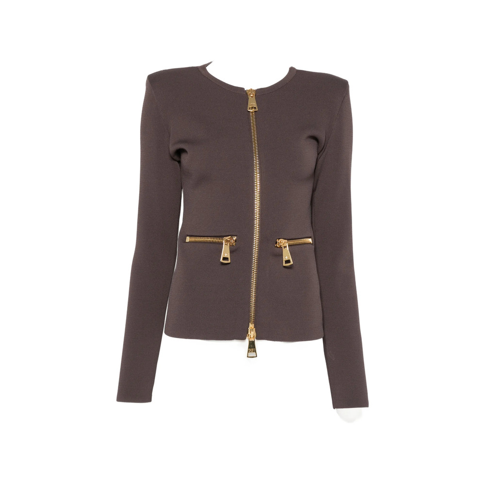 Elisabetta Franchi Zip-detail Shoulder-pad Cardigan