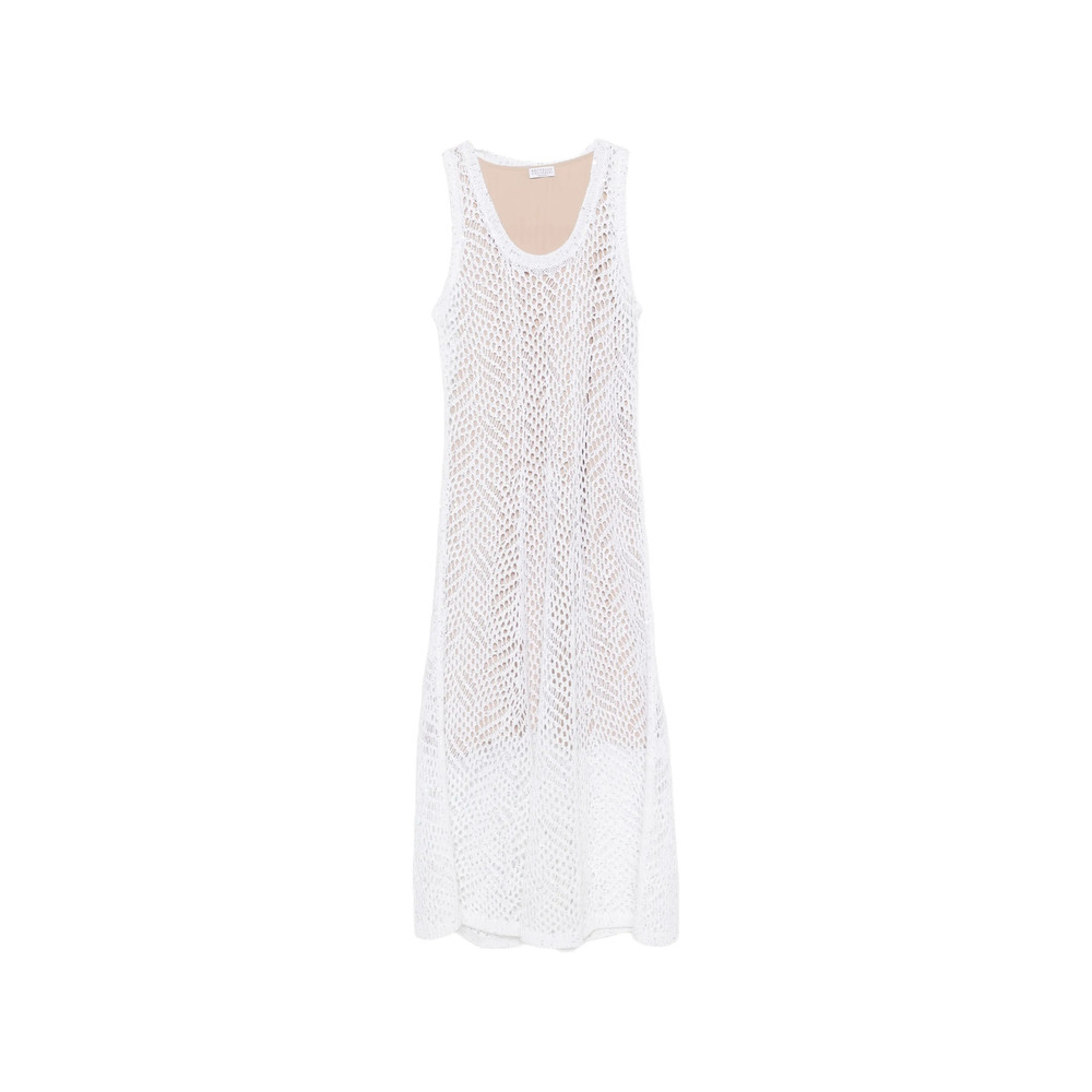 Brunello Cucinelli Sequin-embellished Crochet-knit Midi Dress