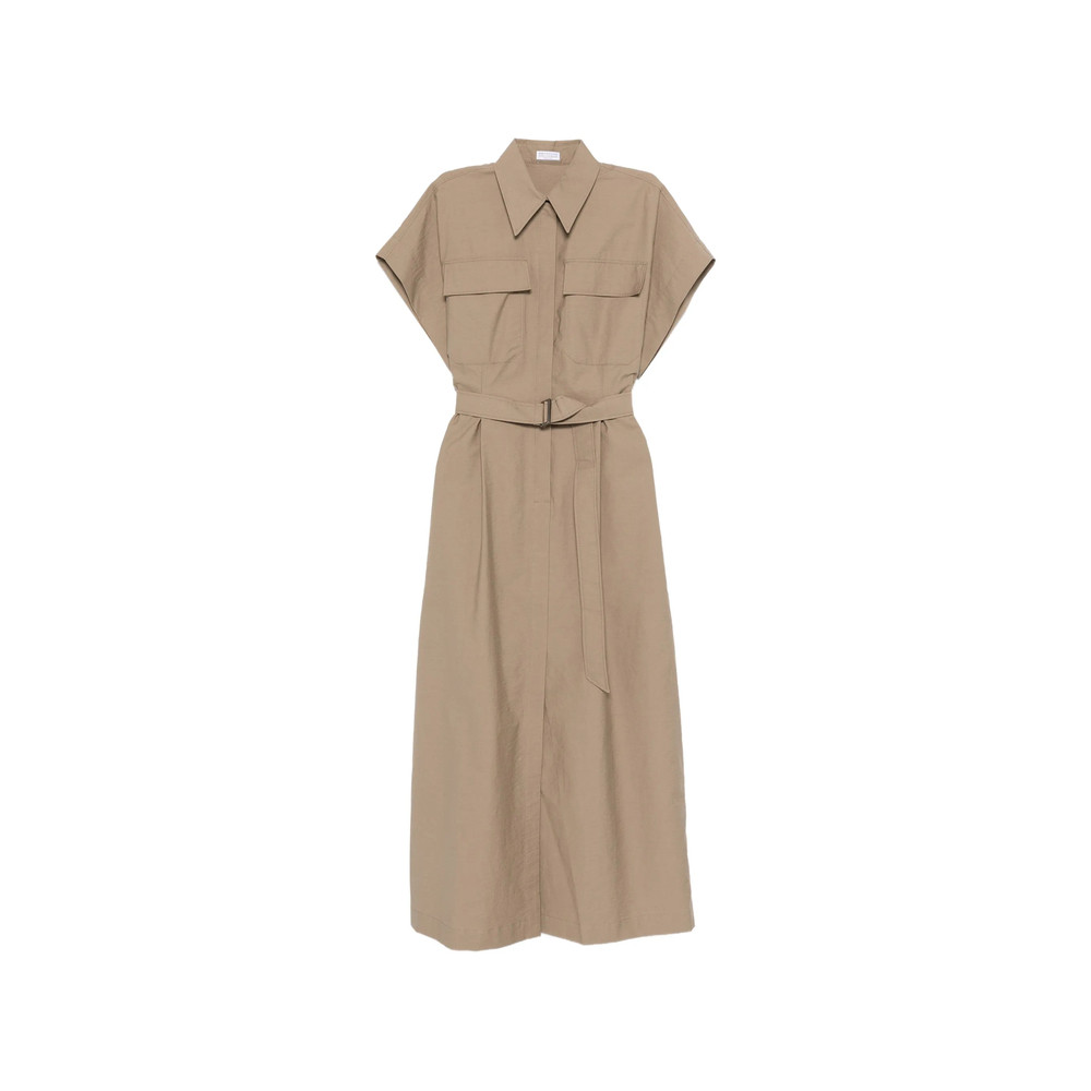 Brunello Cucinelli Pocket Belted Midi Dress