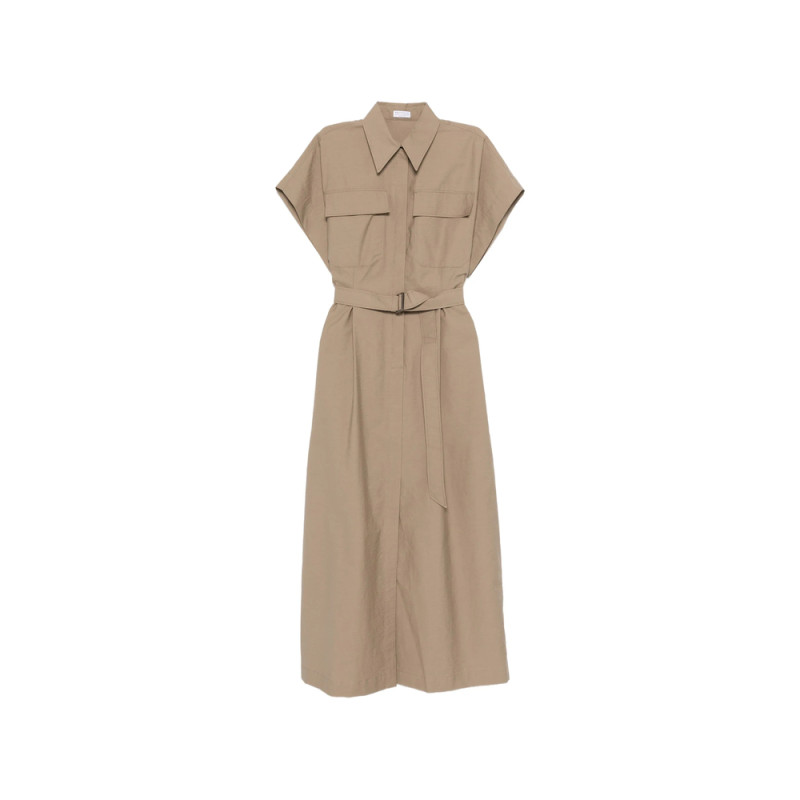 Brunello Cucinelli Pocket Belted Midi Dress