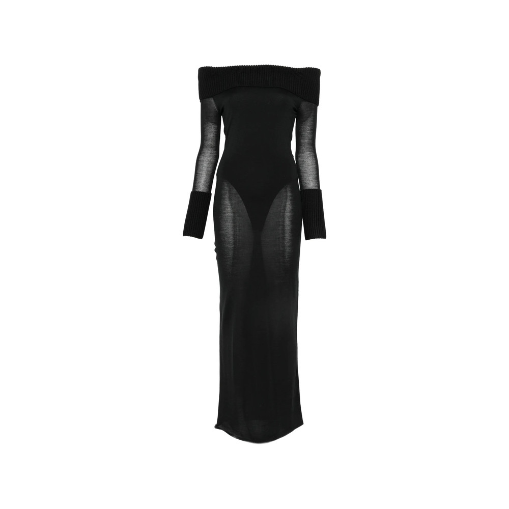 Alaïa Off-shoulder Ribbed-trim Maxi Dress