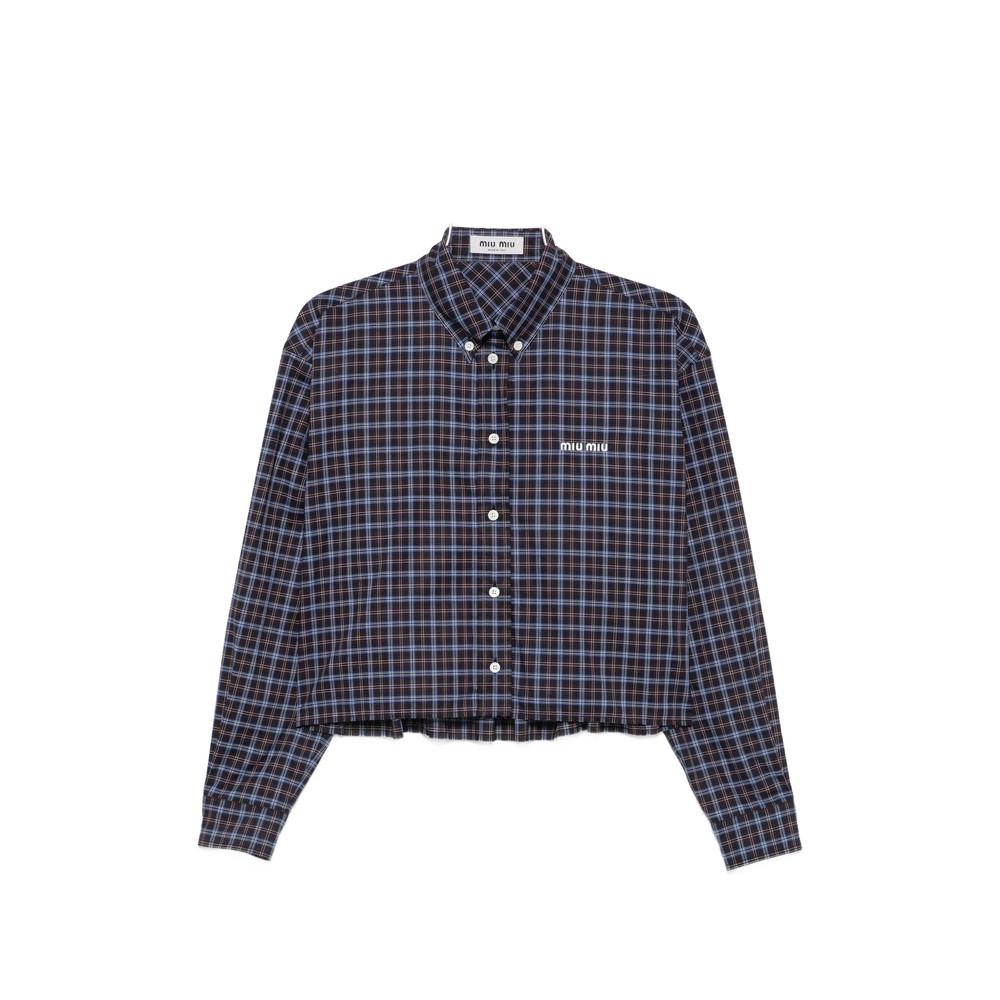 Miu Miu Check-print Logo-patch Shirt