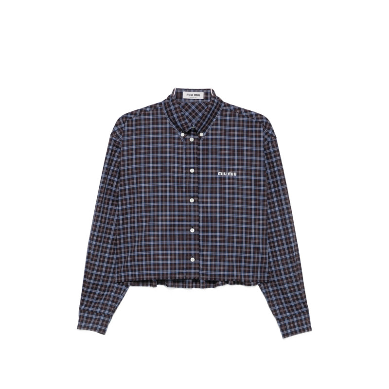 Miu Miu Check-print Logo-patch Shirt