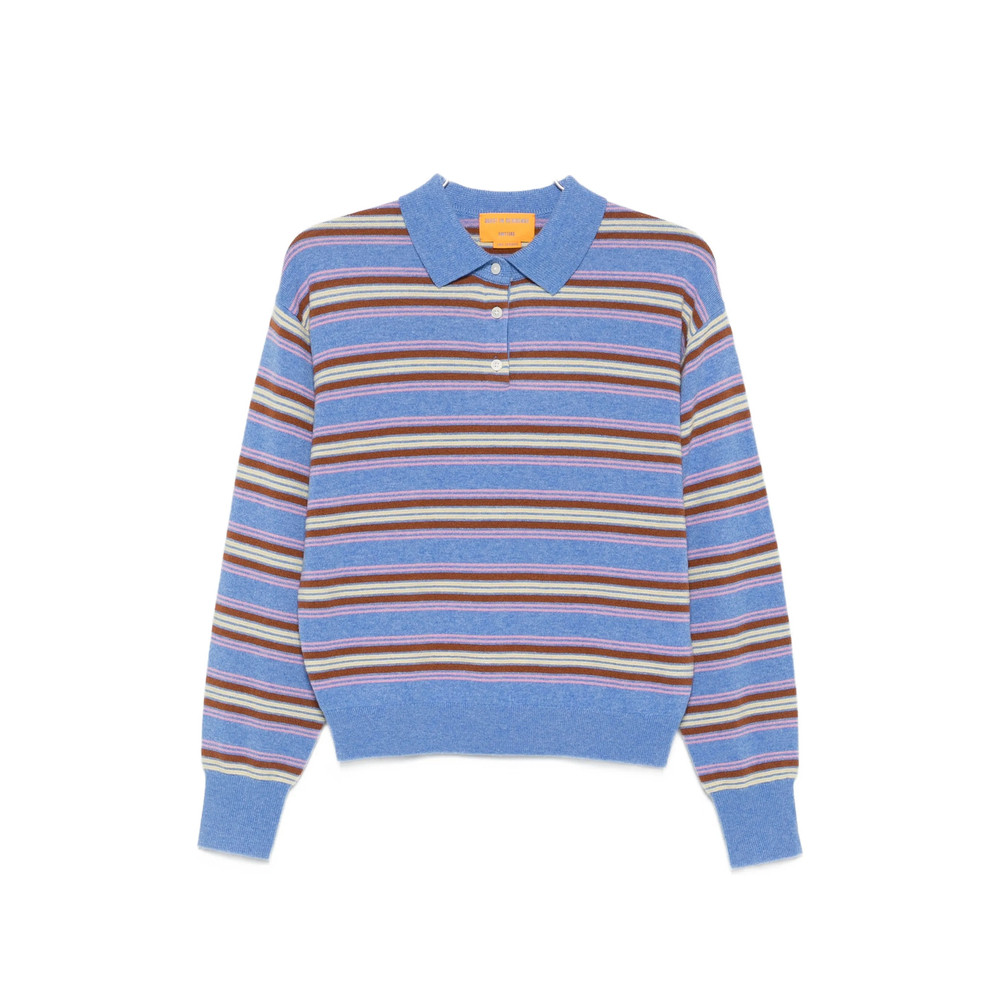 Guest In Residence Striped Long-sleeves Polo Top