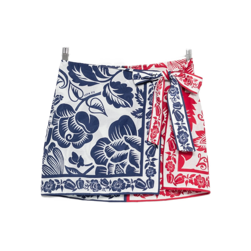 Farm Rio Floral-print Tie Skirt