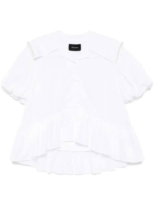 sailor-collar puff-sleeves shirt