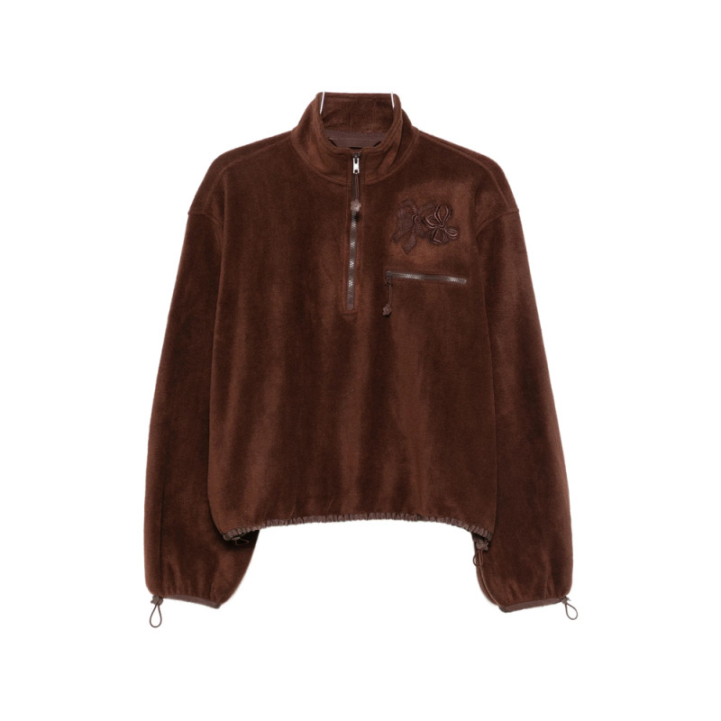 Cecilie Bahnsen Bow-embroidered Quarter-zip Sweater