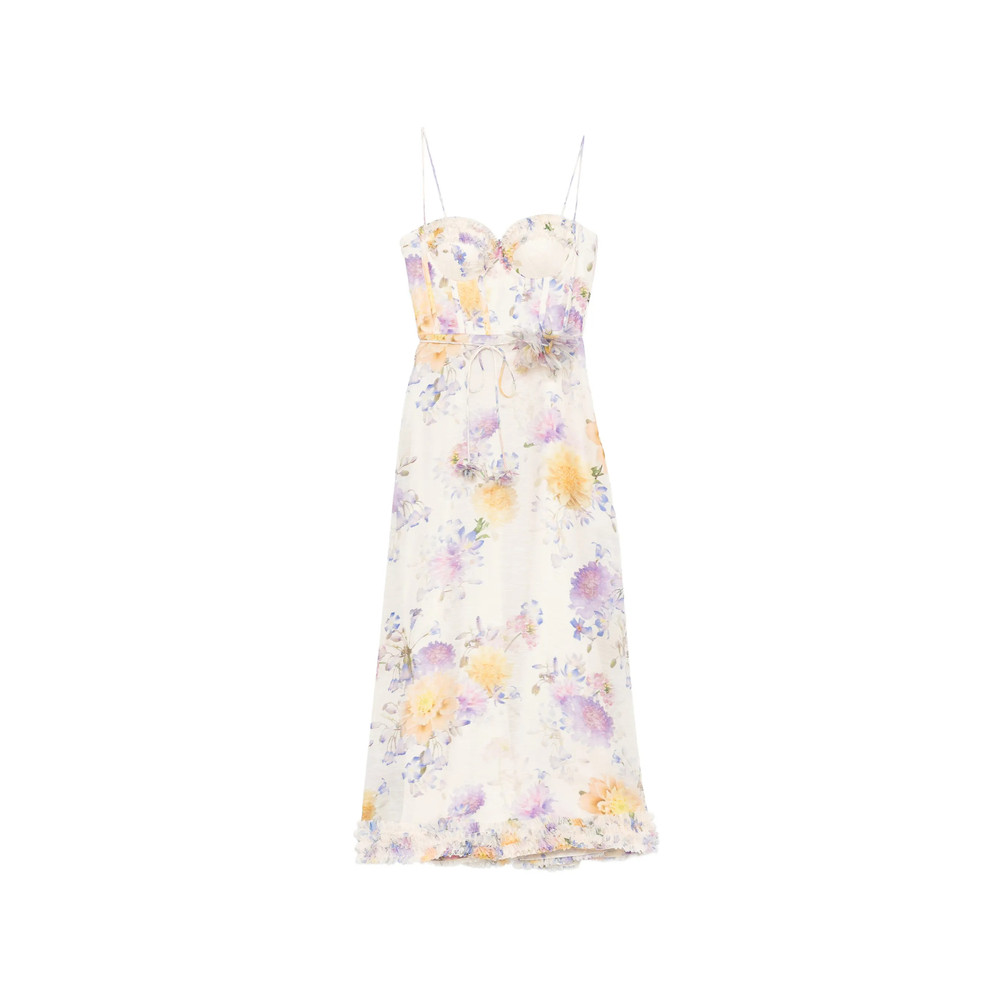 Zimmermann Floral Tie-waist Midi Dress