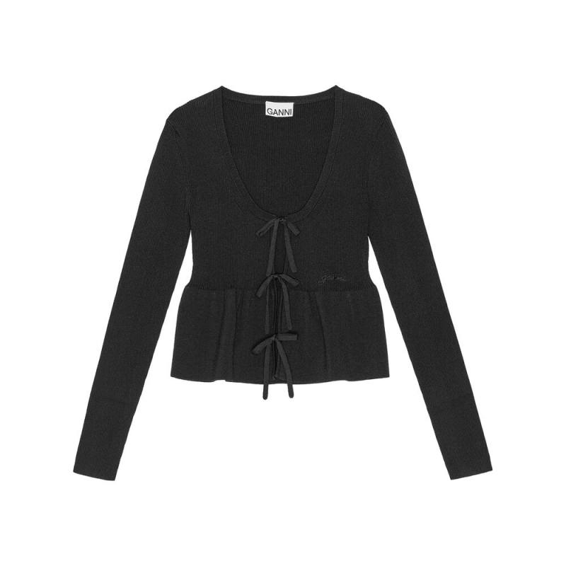Ganni Tie Fastening Long Sleeve Cardigan