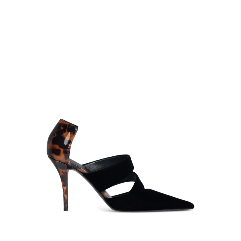 Balmain Velvet And Printed Patent Leather Courts