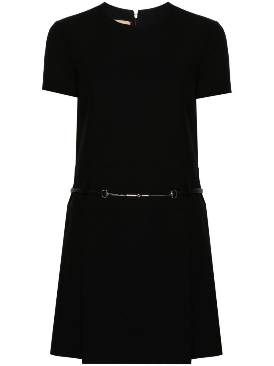 Horsebit-detail wool minidress