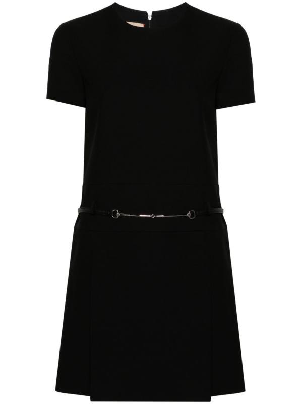 Horsebit-detail wool minidress