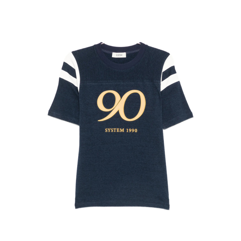 System Logo-print Striped-sleeve T-shirt