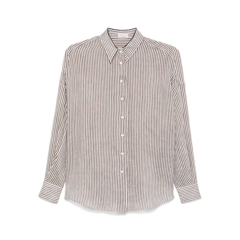 Brunello Cucinelli Striped Organza Shirt