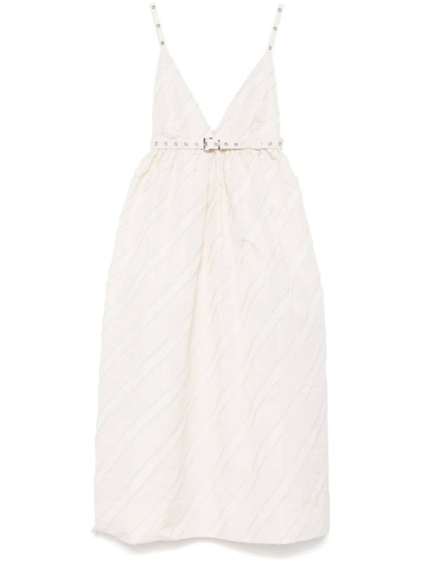 stripe-pattern midi dress