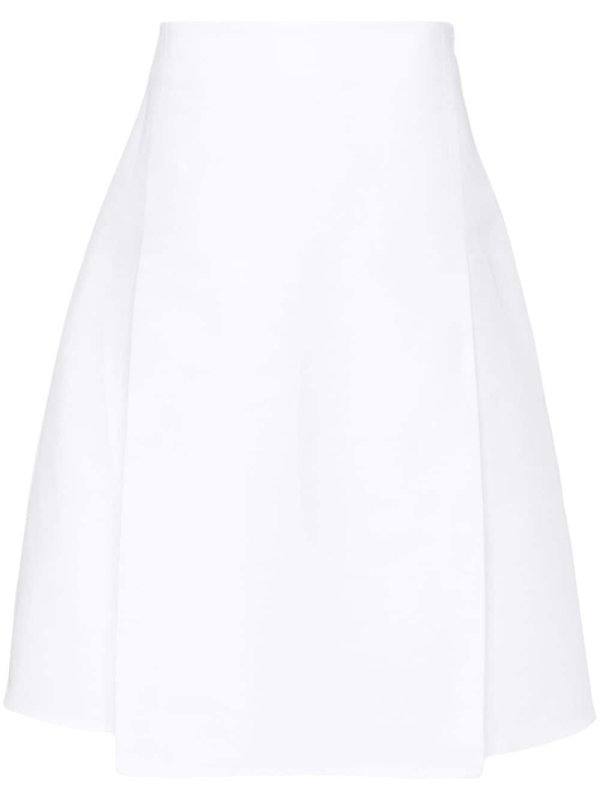pleat-detail cotton midi skirt