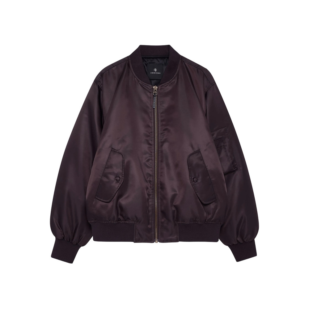 Anine Bing Leon Satin Bomber Jacket
