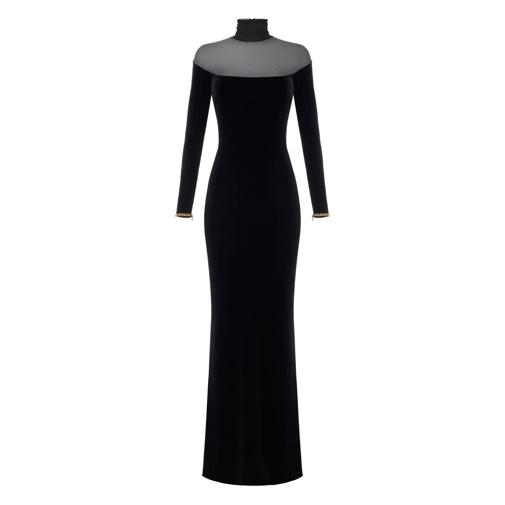 Elisabetta Franchi Velvet Mesh-insert Maxi Dress