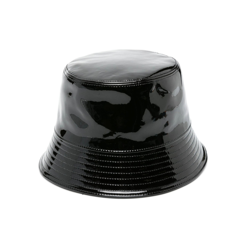Prada Triangle-logo Patent-leather Bucket Hat