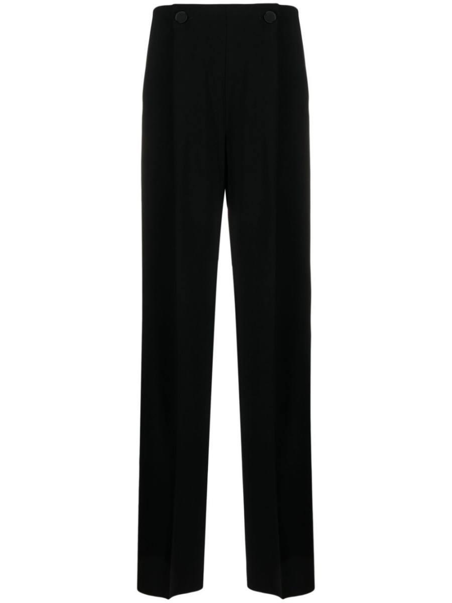 satin-finish tailored wide-leg trousers