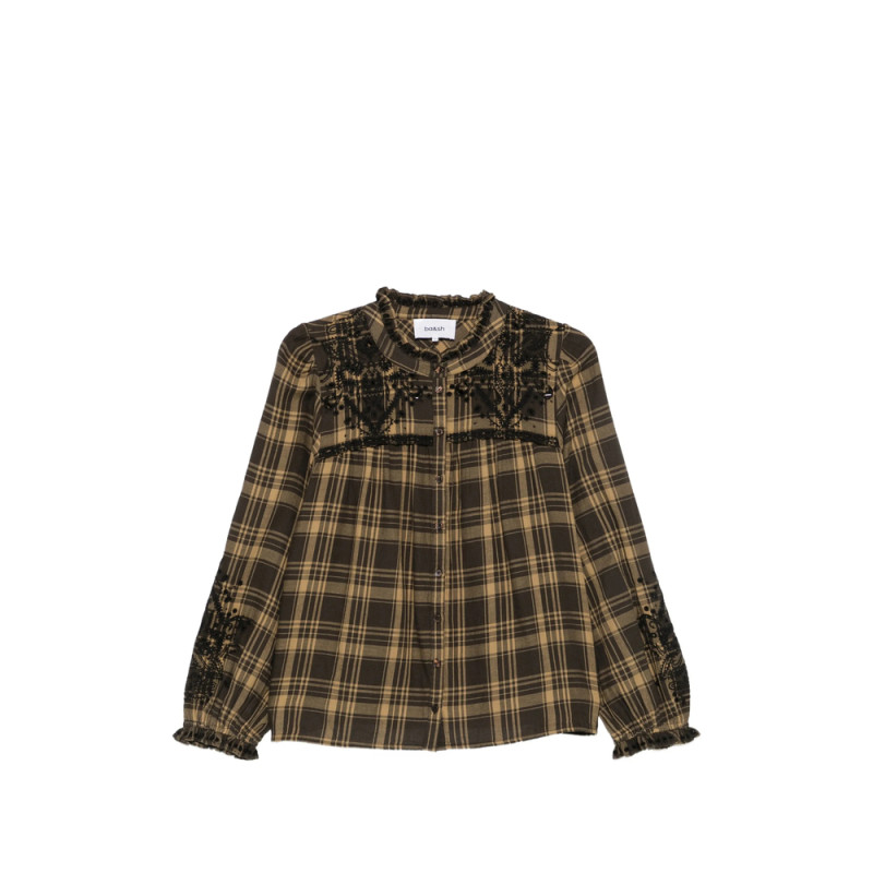 Ba & sh Kaela Embroidered Checked Blouse