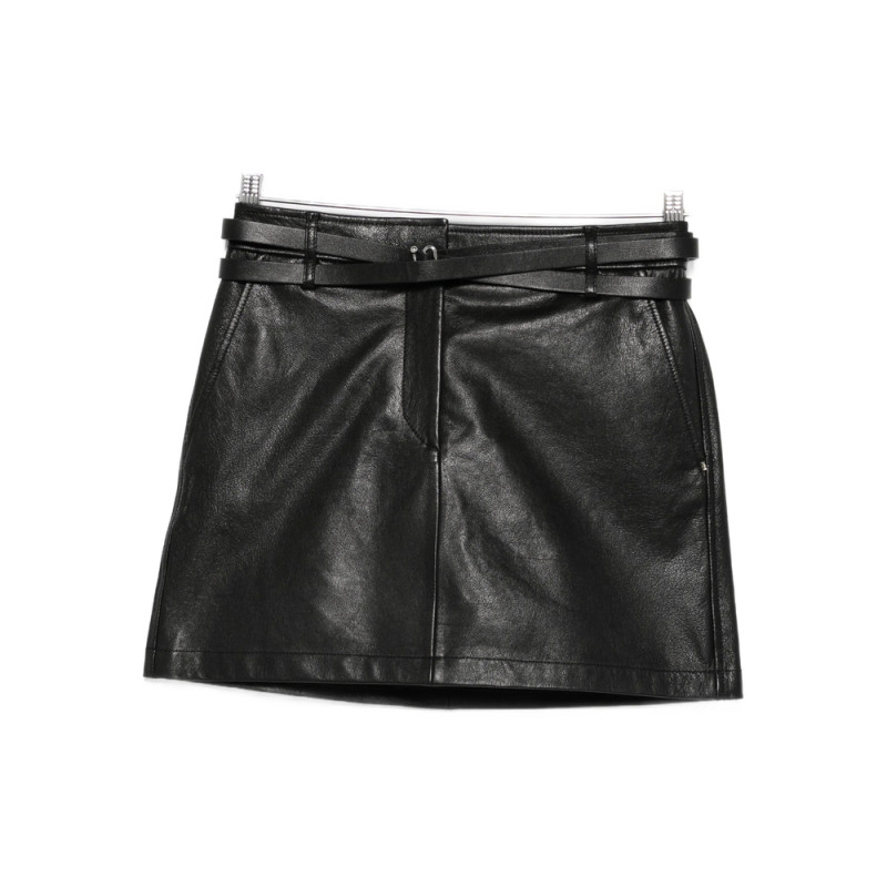 Sportmax Belted Leather Mini Skirt
