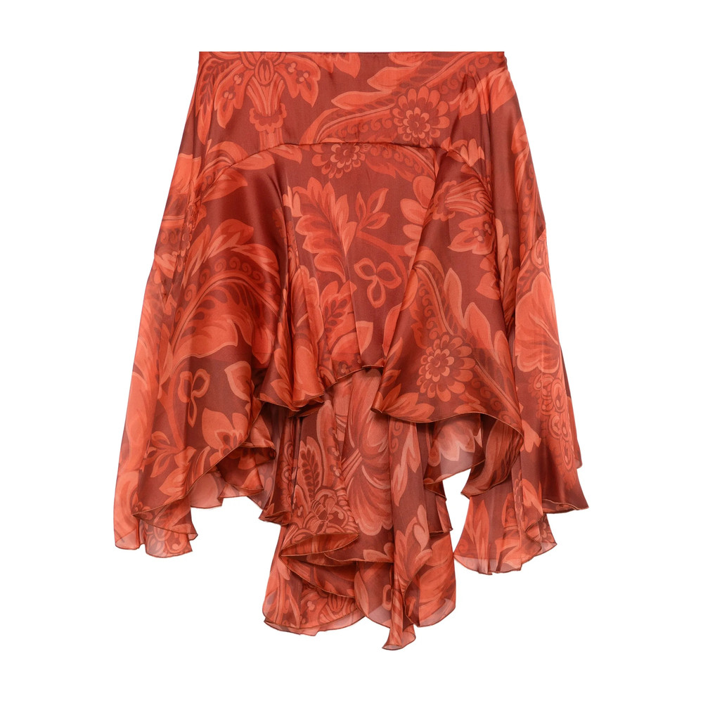 Etro Floral-print Ruffled Skirt
