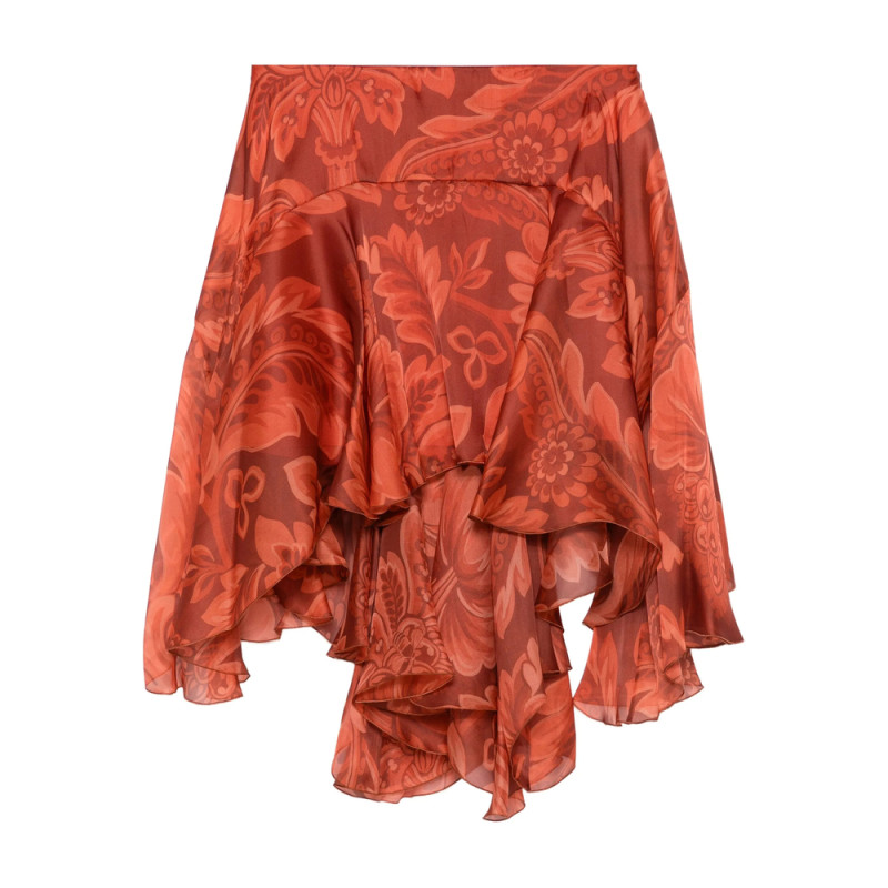 Etro Floral-print Ruffled Skirt