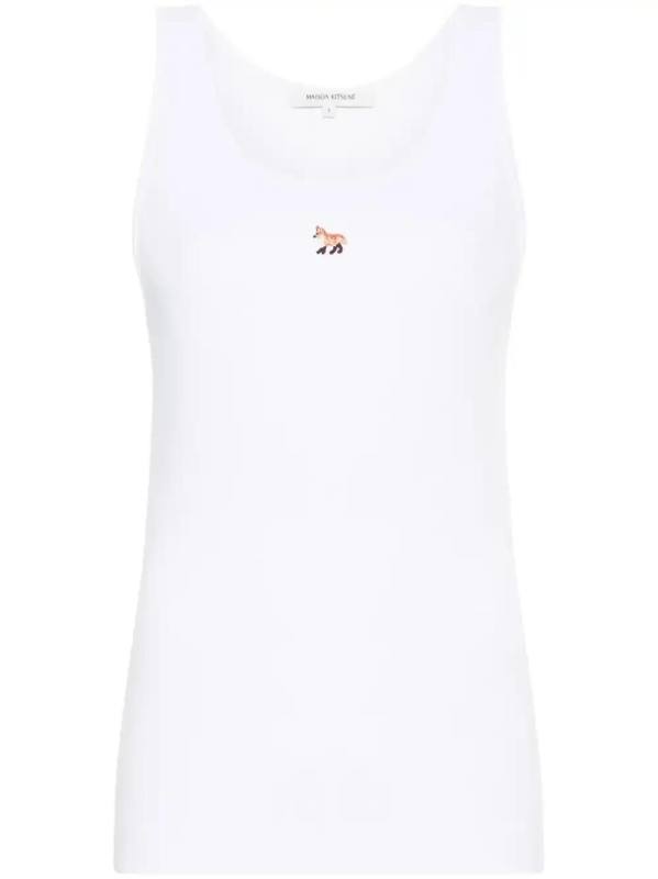 Fox-motif ribbed tank top