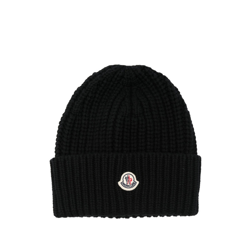 Moncler Ribbed Logo Beanie Hat