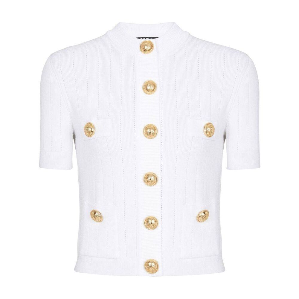 Balmain Pointelle-knit Cardigan