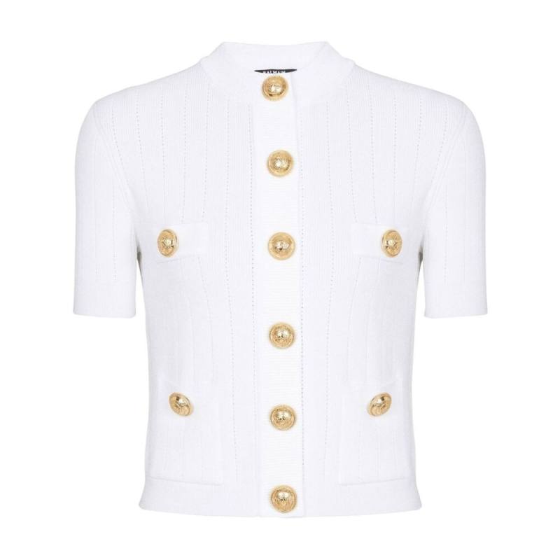 Balmain Pointelle-knit Cardigan