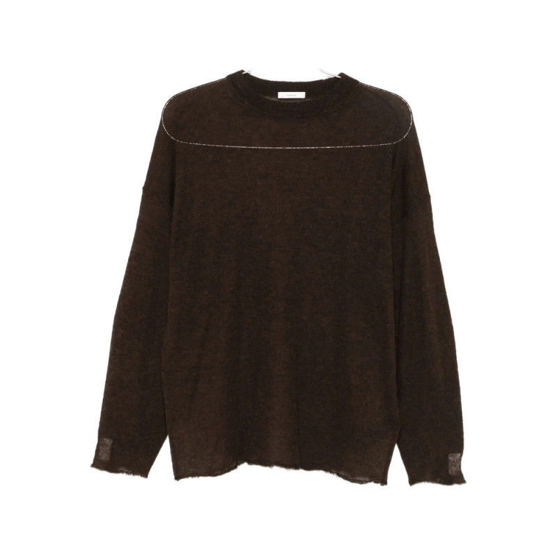 Haikure Frayed-hemline Round-neck Sweater