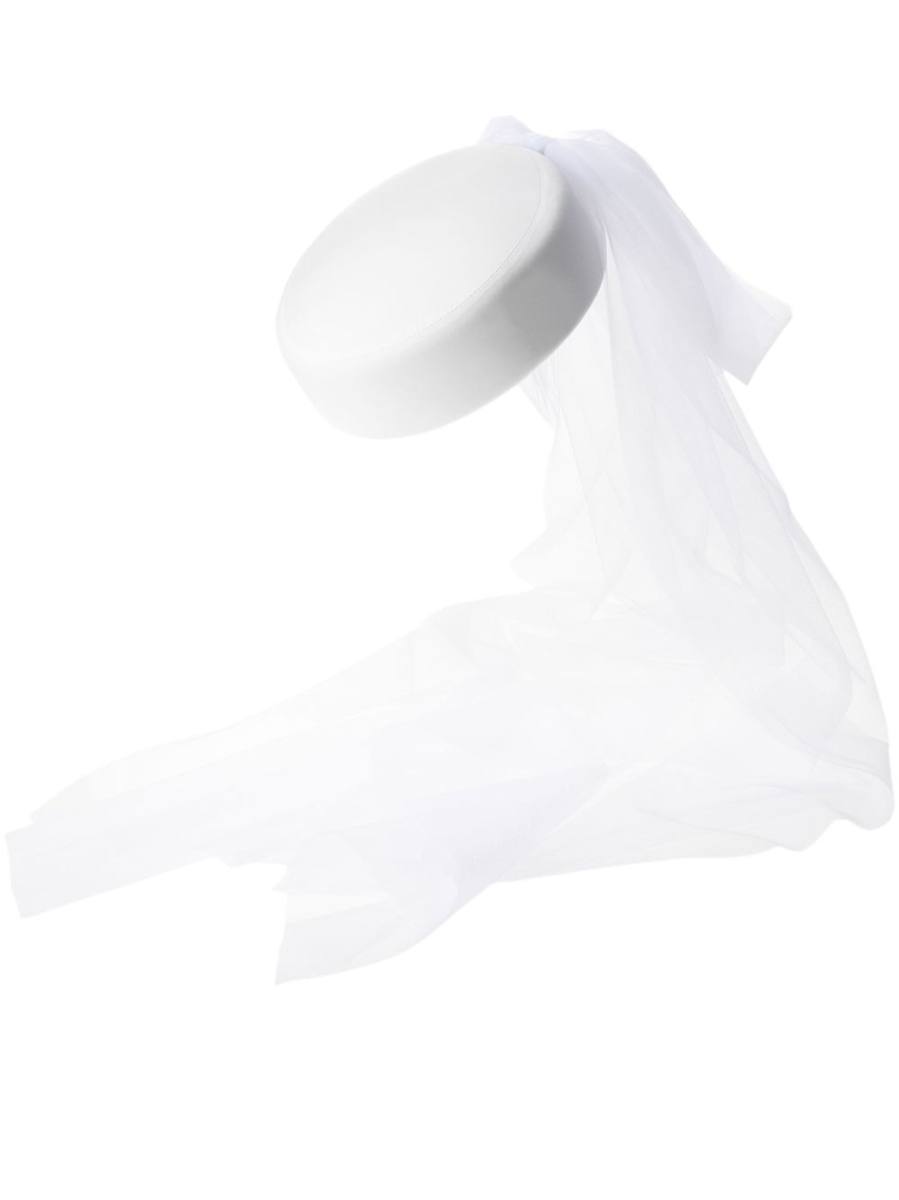 Maison Michel Jacqueline rabbit felt pillbox in white taffeta