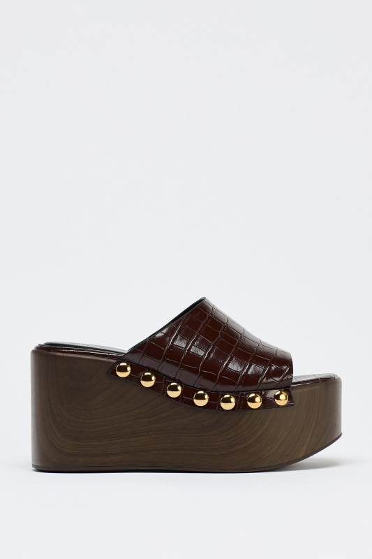 ZARA EMBOSSED PLATFORM WEDGES