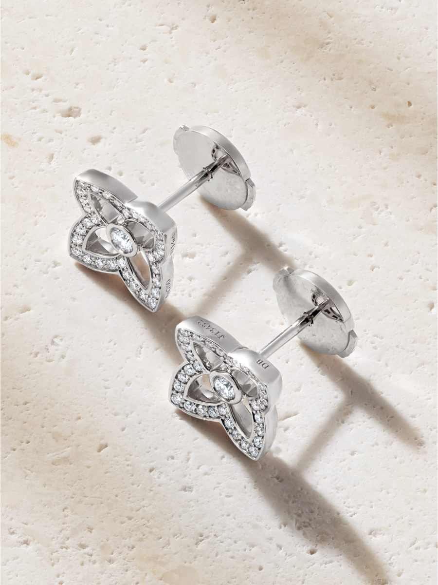 DE BEERS Lotus by DE BEERS 18-karat white gold diamond earrings