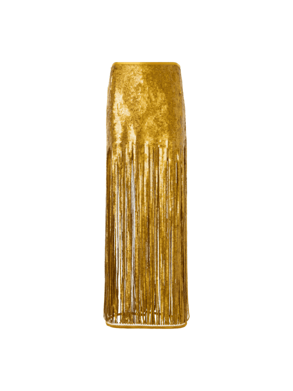Akris Sequin Fringe Midi Skirt