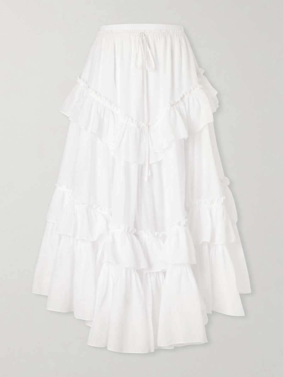 Chloe Ruffled tiered cotton-voile midi skirt