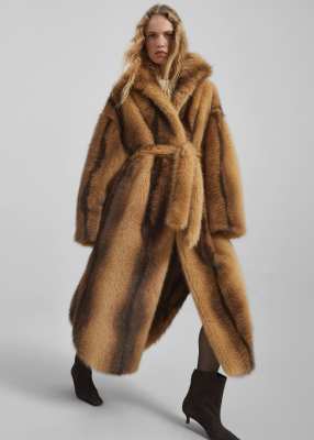 The Frankie Shop Ravello Faux Fur Robe Coat - Beige/Brown