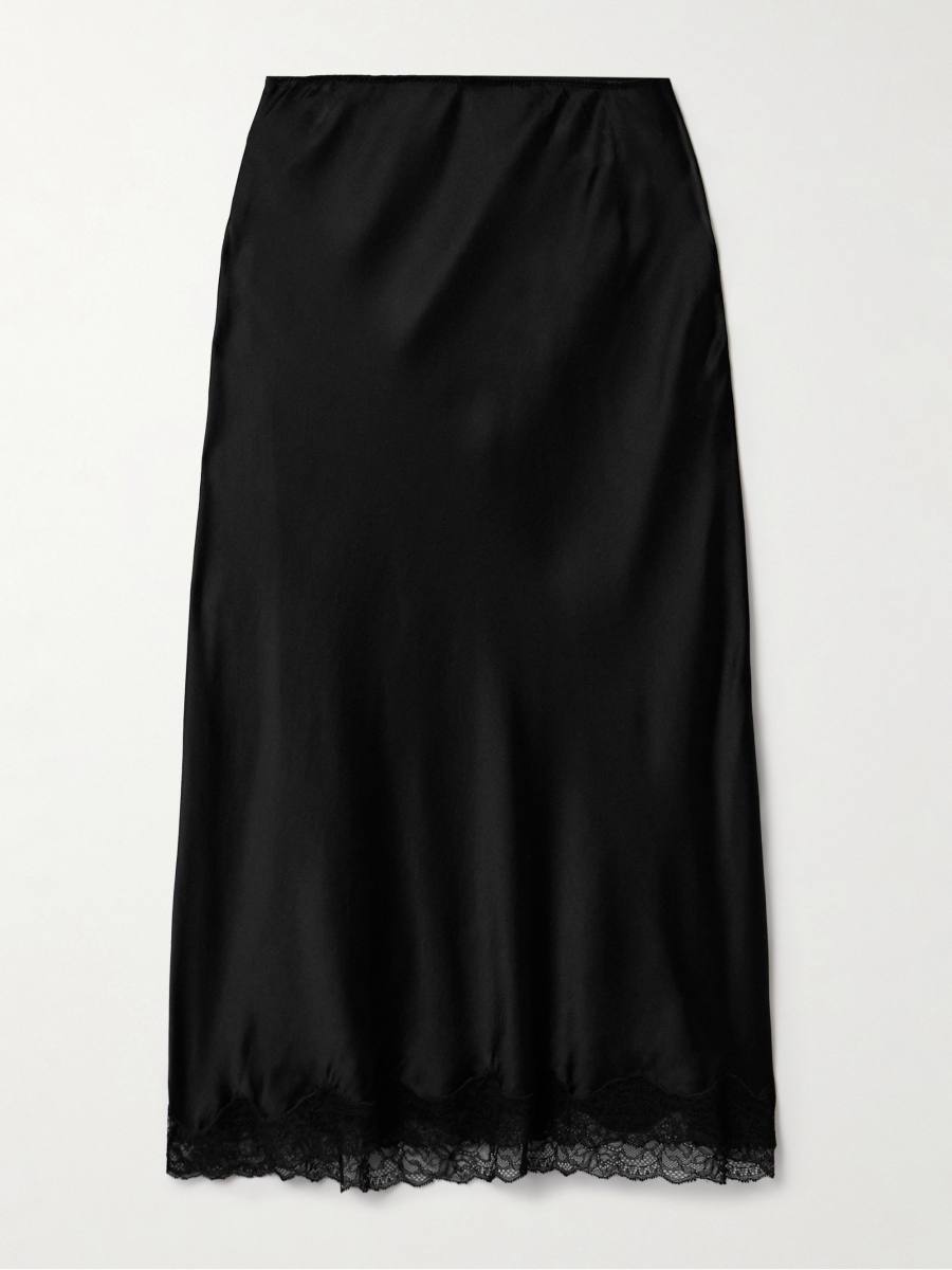 The Row Irene lace-trimmed silk-charmeuse skirt