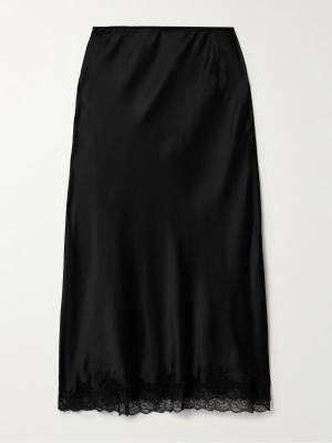 The Row Irene lace-trimmed silk-charmeuse skirt